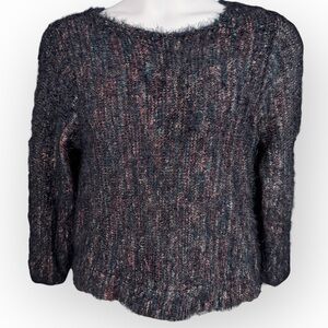 Chico's Textured Knit Sweater - Black‎ and Pink Blend